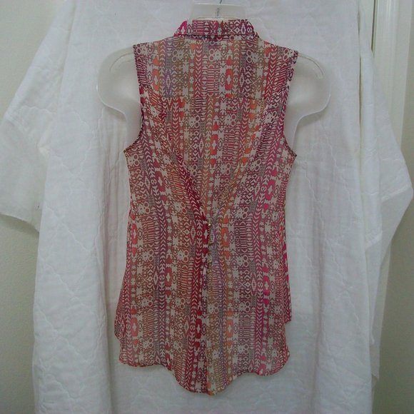 Sans Souci Pink Sheer Sleeveless Top L - Picture 4 of 6